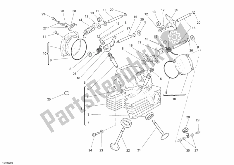 All parts for the Vertical Cylinder Head of the Ducati Multistrada 1100 S 2009
